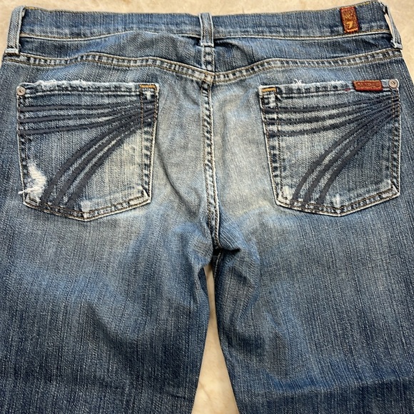 7 For All Mankind “Dojo” Wide Leg Cropped Jeans Medium Wash Size 30 - Picture 3 of 11